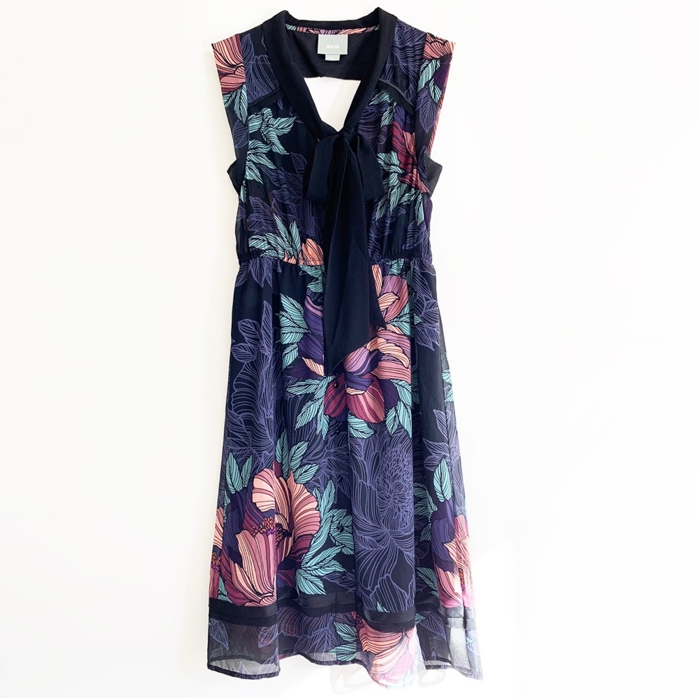 Anthropologie Tie Neck Floral Dress